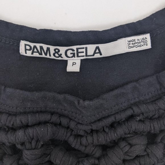 Pam & Gela Fringe Tank Top XS Black Crew Neck - Picture 8 of 9